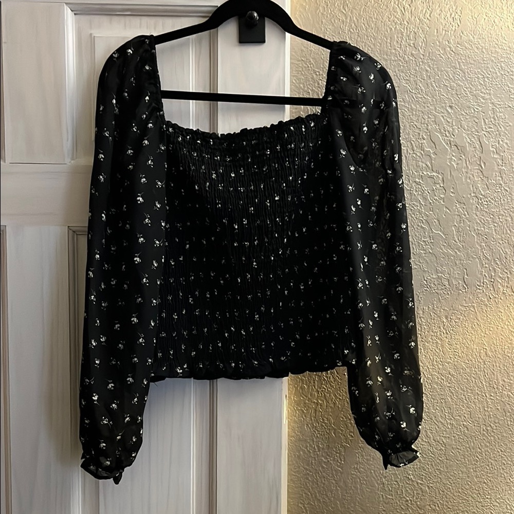 Black Floral Women's Top